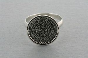 mayan calendar disc ring - sterling silver - Makers & Providers