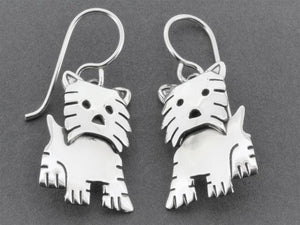 silver dog drop earring