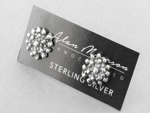 silver textured bead stud