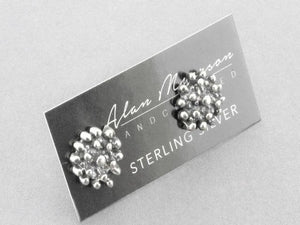 silver textured bead stud