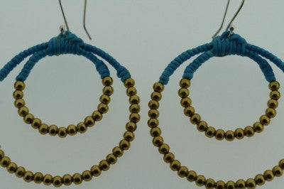 double brass beaded hoop - turquoise - Makers & Providers