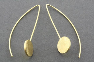 long drop scratched disc earring - gold plated - Makers & Providers