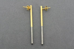 oxidized and gold plated long tubular post - Makers & Providers