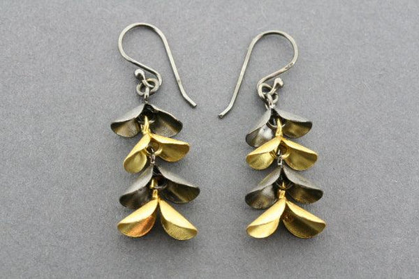 oxidized & gold plated 4 petal drop earring - Makers & Providers