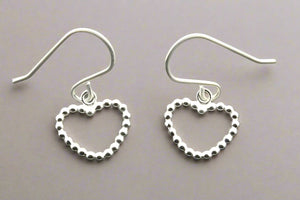 beaded cutout heart earring - sterling silver - Makers & Providers