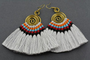 silk tassle earring - silver - Makers & Providers