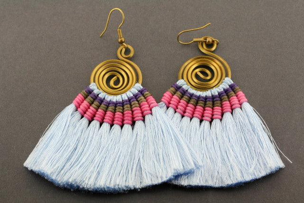 silk tassle earring - ice blue - Makers & Providers